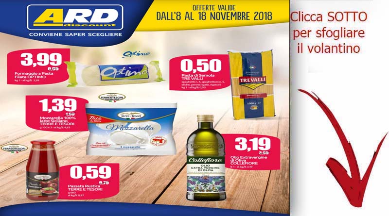 Volantino ard discount valido dal 8 al 18 novembre for Volantino ard discount milazzo